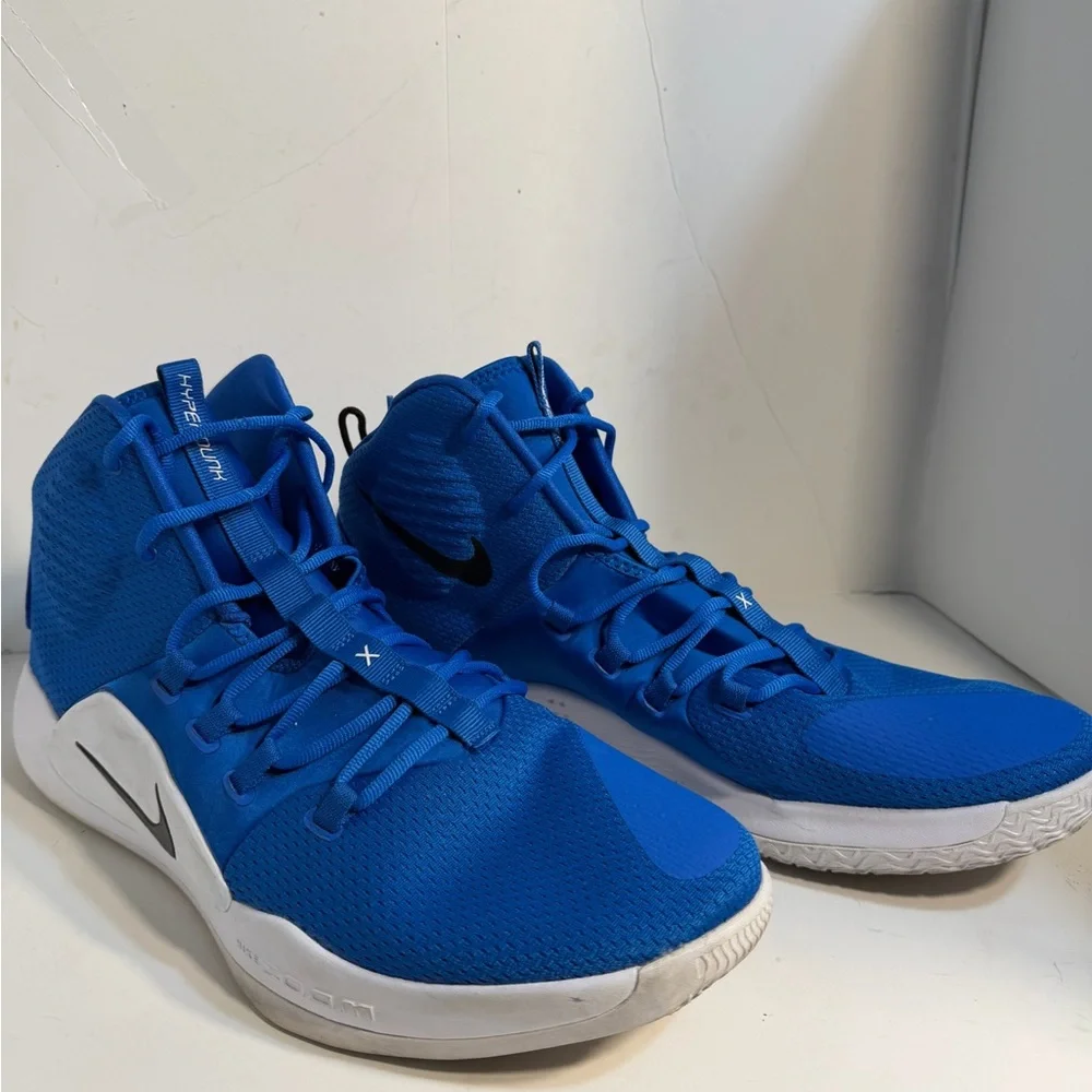 Nike Hyperdunk X Men's Blue and White Basketball High Top Athletic Shoes 17.5